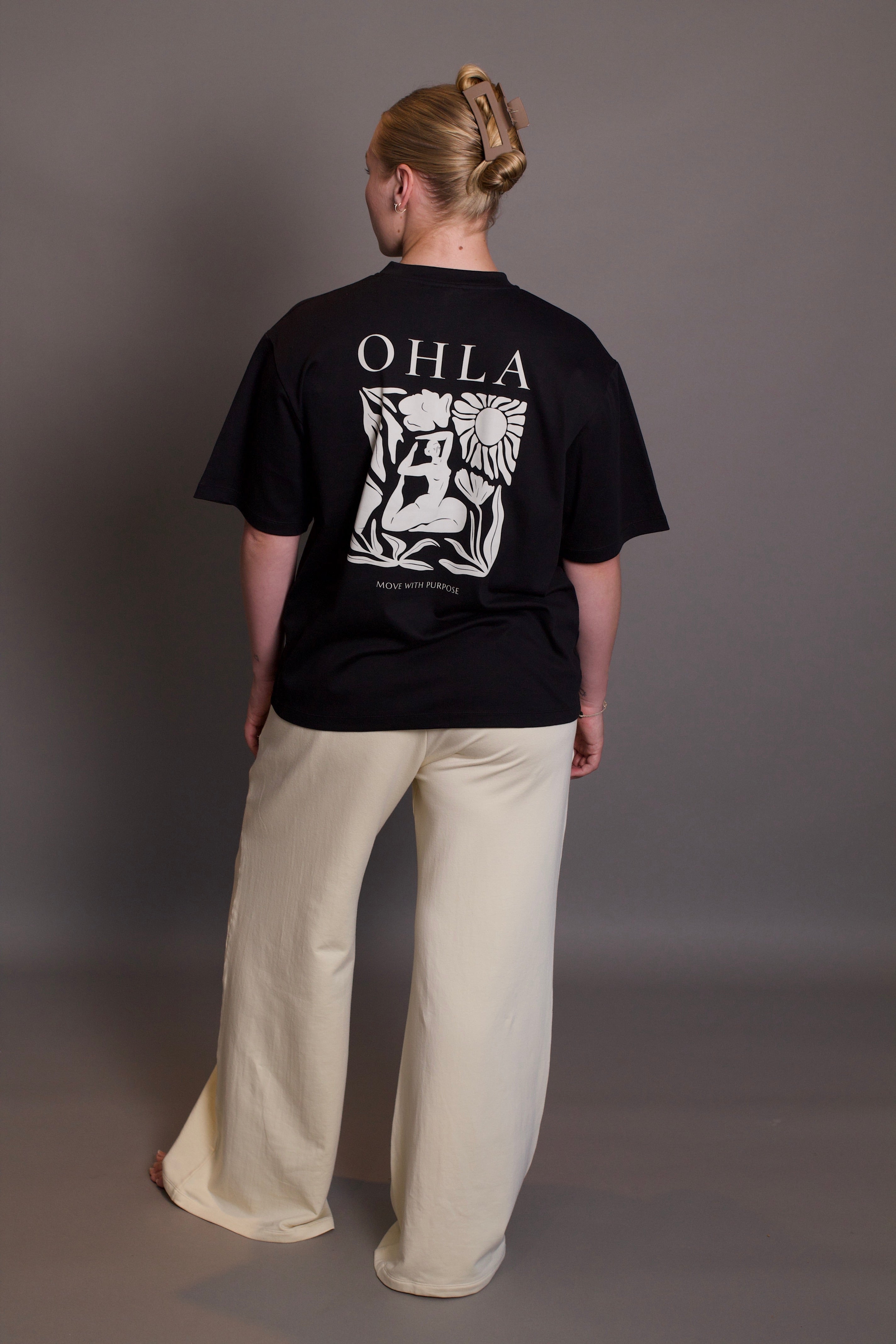 The OHLA Botanical Oversized Tee - Black