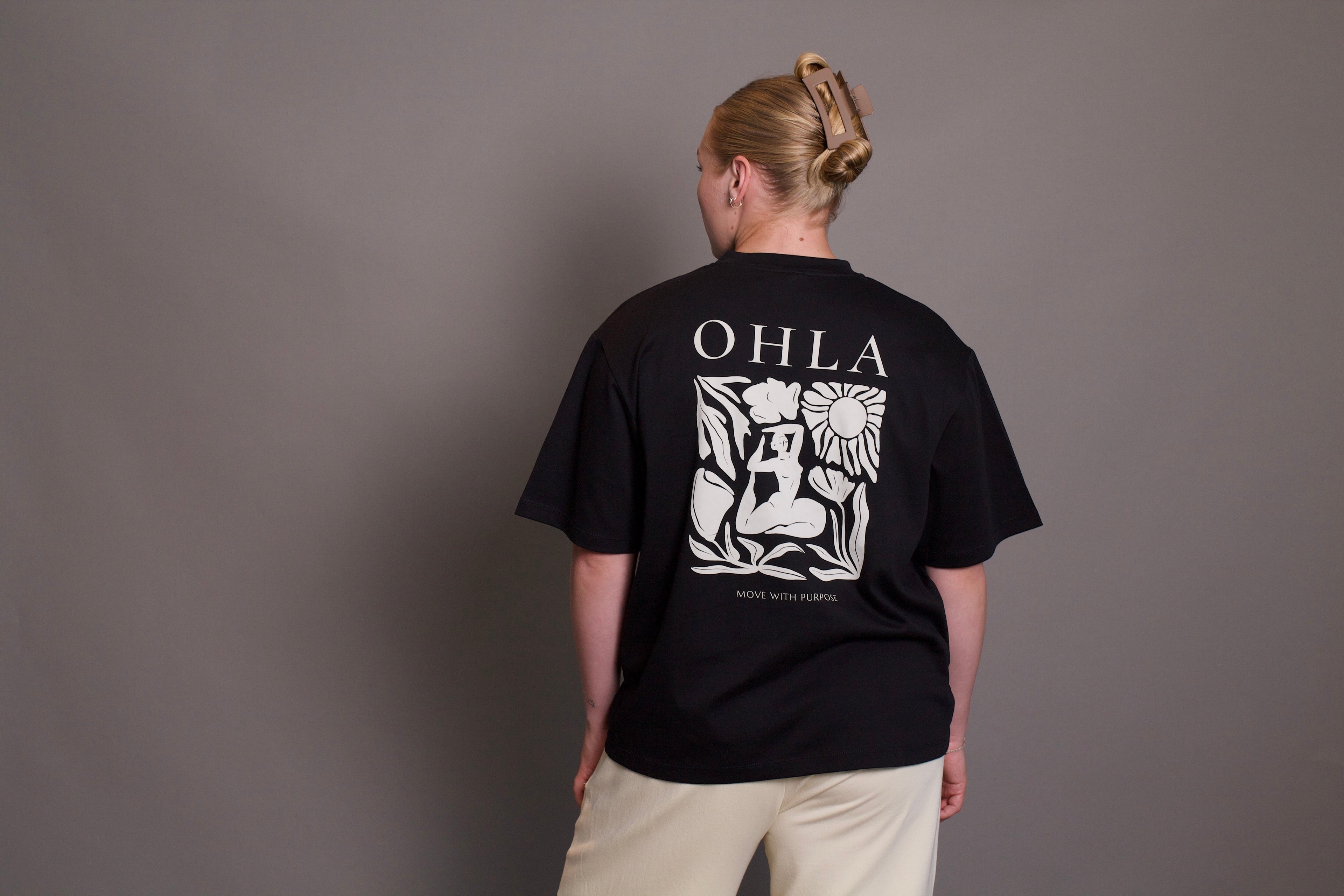 The OHLA Botanical Oversized Tee - Black