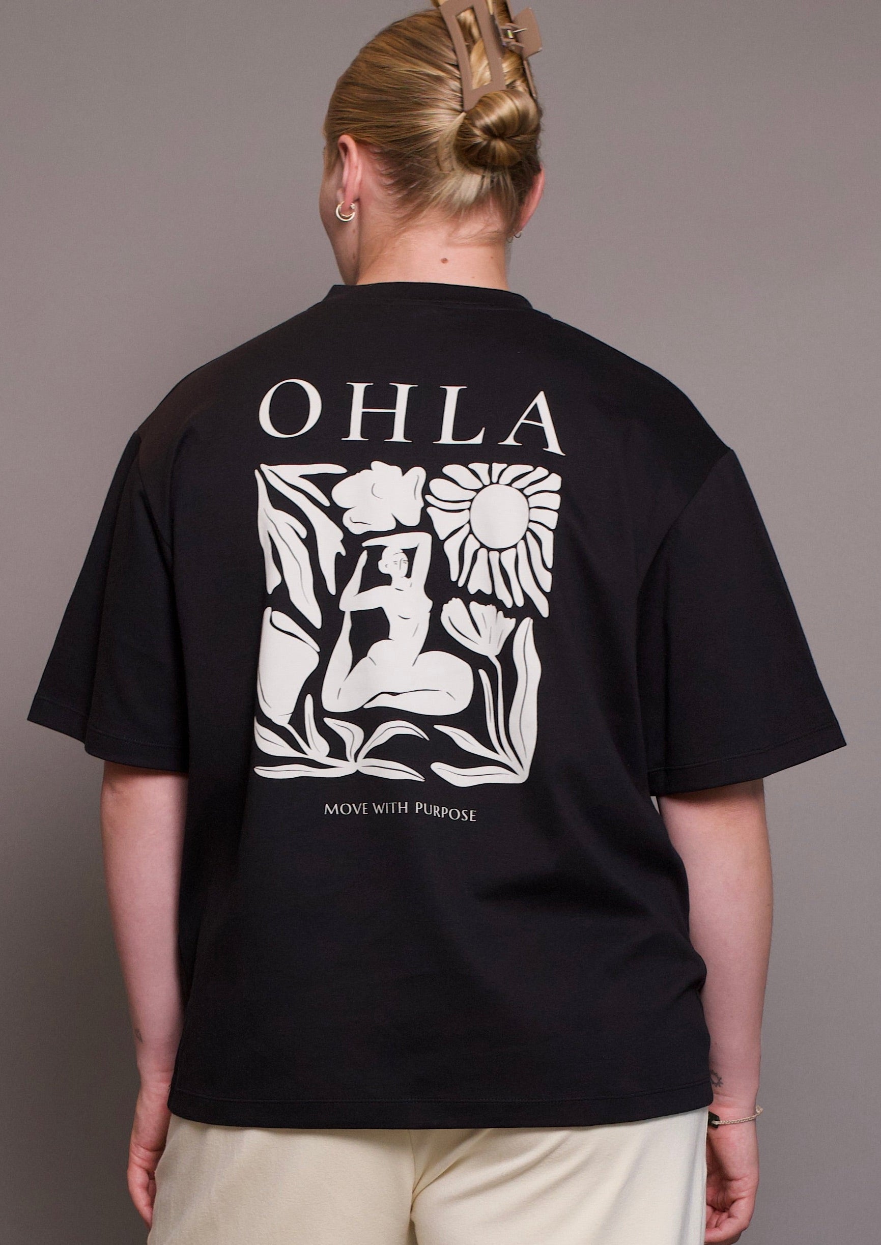 The OHLA Botanical Oversized Tee - Black